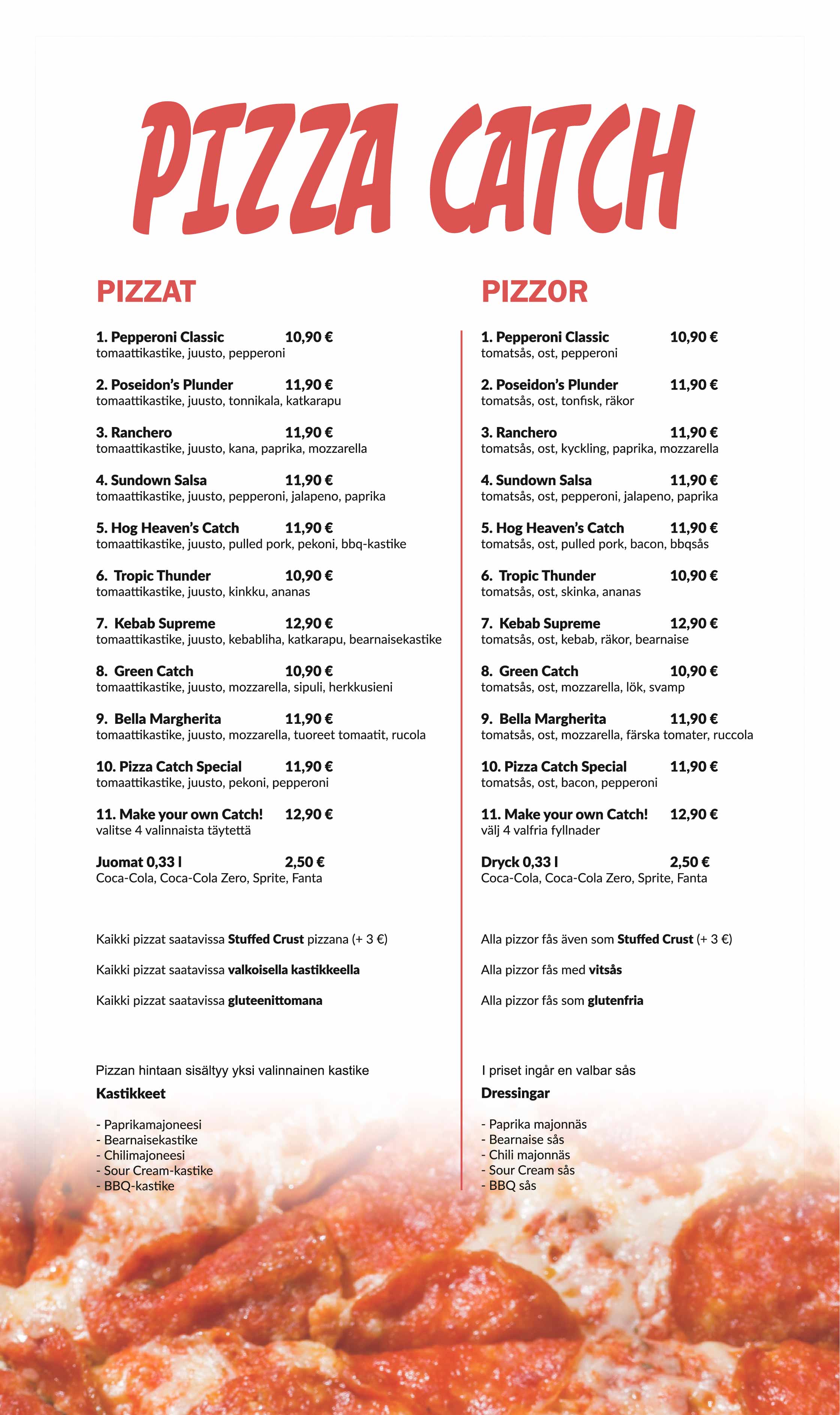PizzaCatch Menu